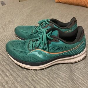 Saucony Womens Ride 14 S10650-120 Green Blue Casual Shoes Sneakers Size 10.5